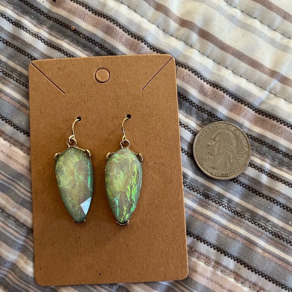 Beautiful Opalescent Green Dangle Earrings - Picture 10 of 11